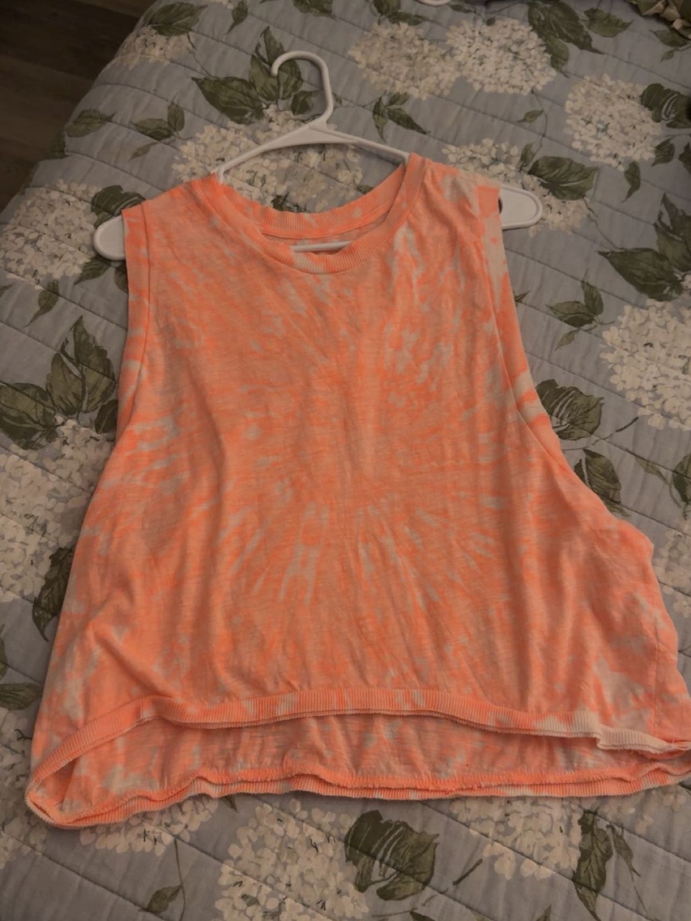 Free People Coral Tie-Dye Crop Tank